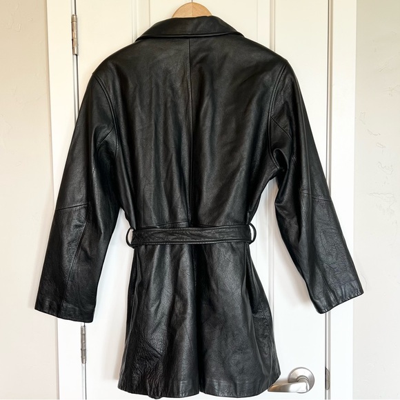 Vintage Women’s black leather jacket Genuine leather jacket Y2K style Size PL - Picture 3 of 6
